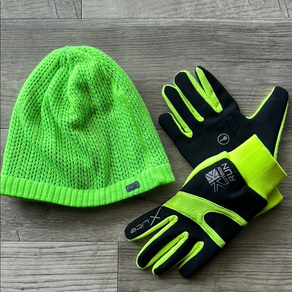 Champion Accessories - Neon Green Beanie and Gloves Set